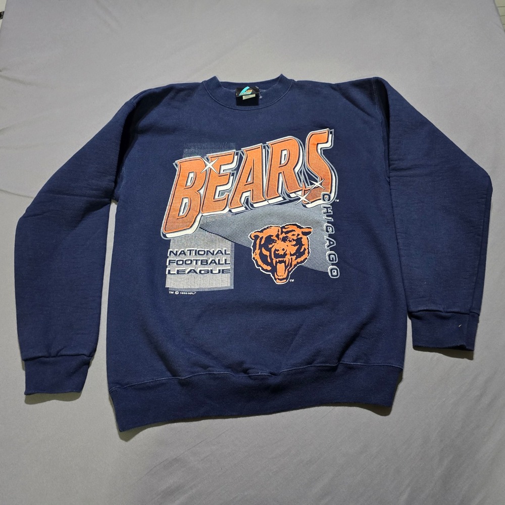 Logo Athletic Sweatshirt Mens Medium Navy Chicago Bears 1992 Vintage NFL Graphic